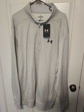 Under Armour Light Gray 1/4 Zip Pullover with Black Logo